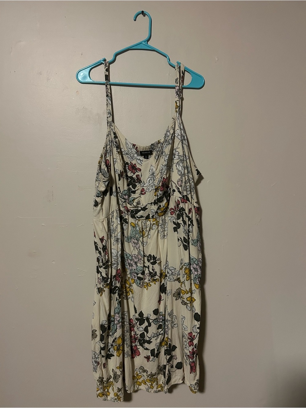 torrid Cream Floral Dress with Pink and Yellow Blooms